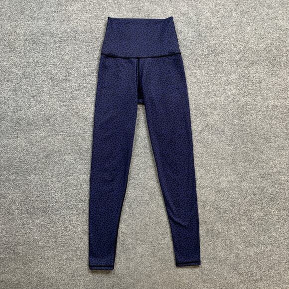 Barre3 Leggings Women XS Extra Small Blue Cheetah High Rise Wide Waistband Yoga - Picture 2 of 11